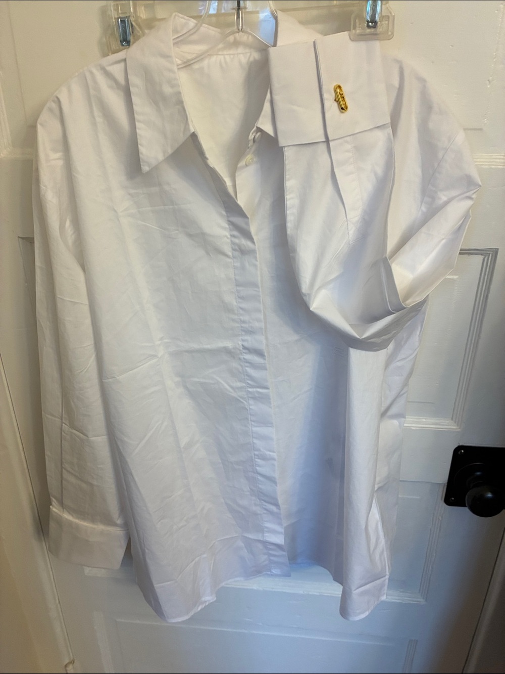 268 Fendi White Button-Down Dress Shirt, French Cuffs, Hidden Plackard NWOT